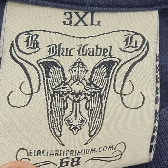 Vintage Black Label Shirt Mens 3XL Blue Y2k 2000s Hip Hop Retro Grunge Oversized - Picture 7 of 9